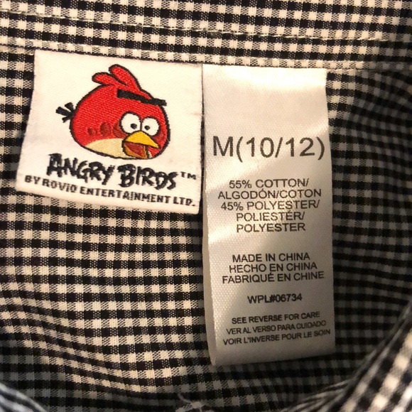 ANGRY BIRDS Boys Long Sleeve Shirt - Size M 10-12 it is navy blue and white - Picture 7 of 7